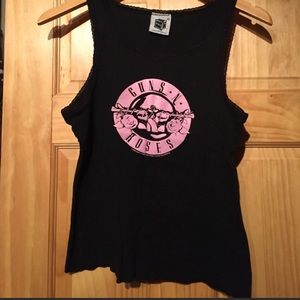 Guns N Roses Baby Pink and Black Crop Tank